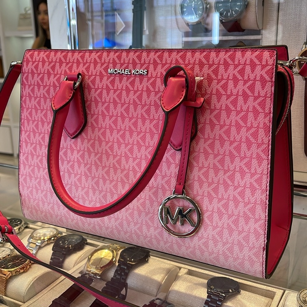 Michael Kors Sheila Medium Ombré Signature CZ Logo Satchel Crossbody Center - Picture 7 of 16
